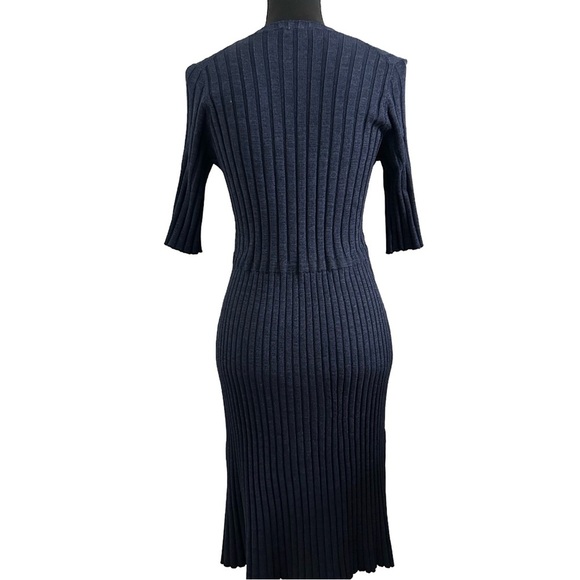 Ann Taylor Blue Light Knit Ribbed Pull On Dress - Picture 2 of 5